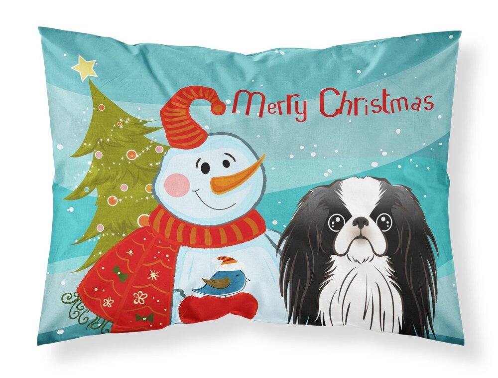 1417 BB1850PILLOWCASE Snowman with Japanese Chin Fabric Standard Pillowcase